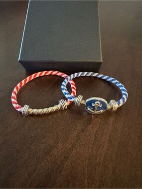Brighton Nautical Red & Blue Rope Bracelets with Silver Connectors